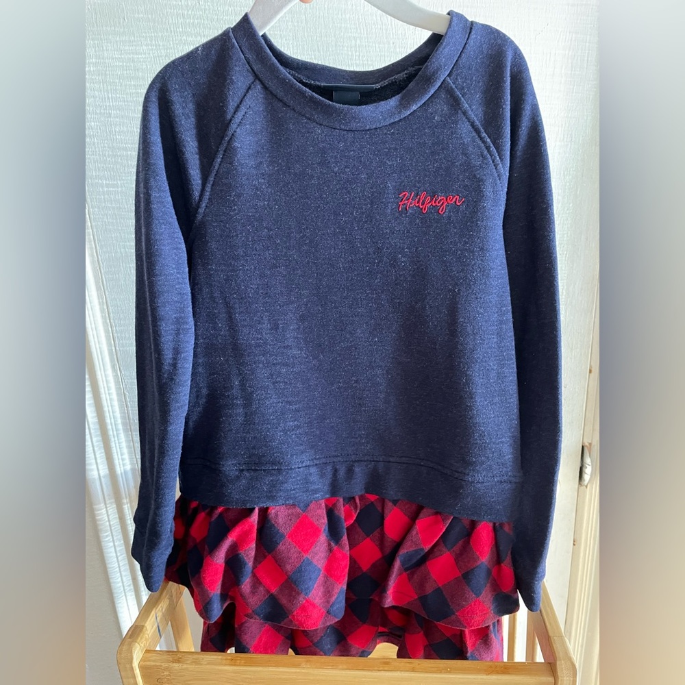 Tommy Hilfiger Girls Holiday Sweater Dress Size 6 Plaid Skirt *NWOT*